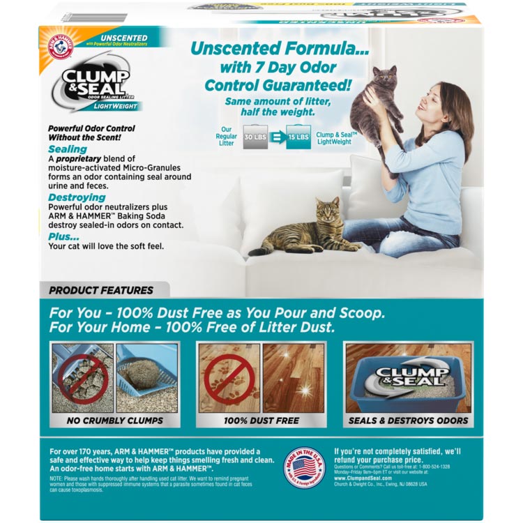 Clump Seal Lightweight Odor Sealing Clumping Litter Unscented 15 lbback
